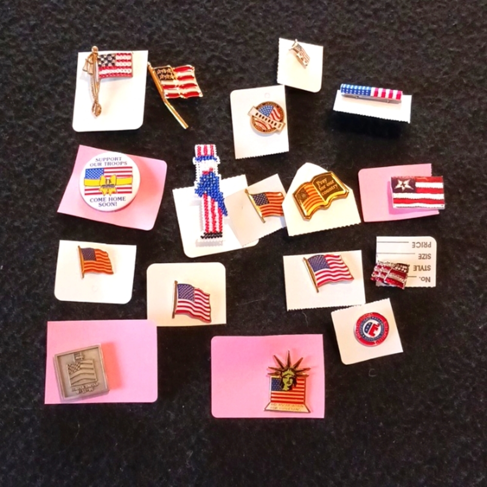 Patriotic Pins Assorted Lot of 17 America